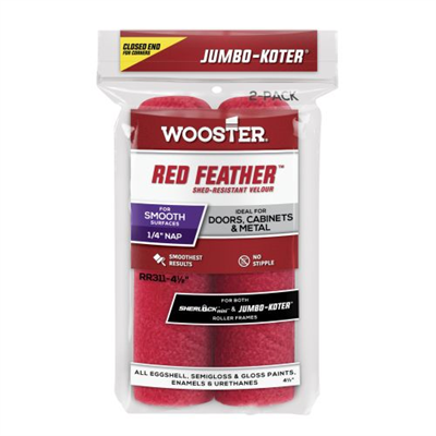 115mm 6mm Nap Wooster Red Feather Roller - 2 Pack