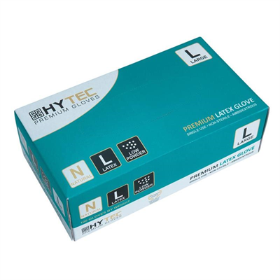 HYTEC NATURAL LATEX GLOVES LOW POWDER