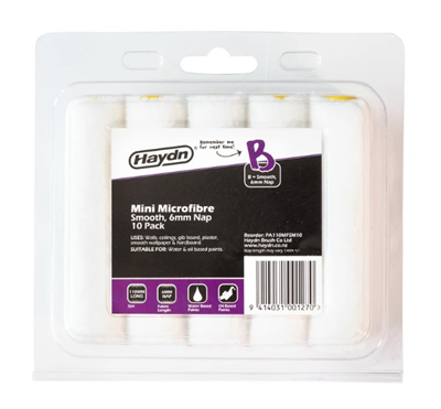 110mm Haydn Mini Microfibre 6mm "B" Roller Sleeve - 10 Pack