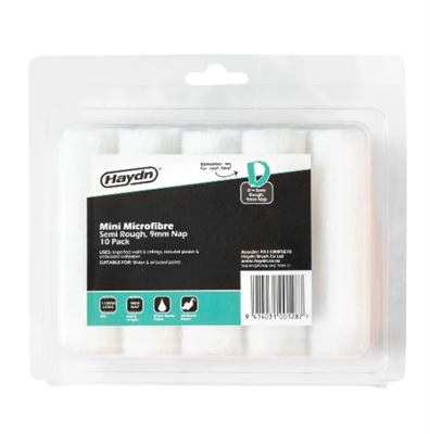 110mm Haydn Mini Microfibre 9mm "D" Roller Sleeve - 10 Pack