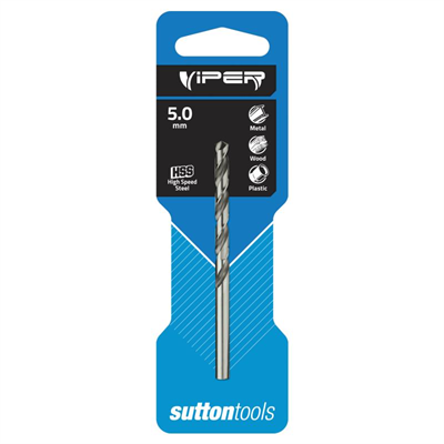 5.0mm Twist Drill Bit HSS - Carded Ea