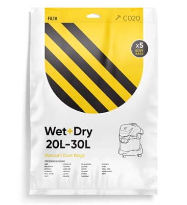 Filta C020 Wet & Dry 30 LT Vacuum Cleaner Bags - pkt 5