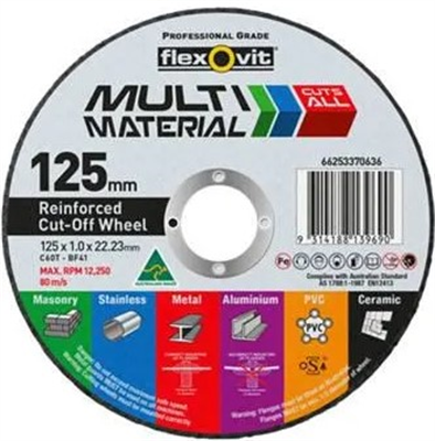 125mm 1mm 22.2mm Flexovit Multi Material Cut off Wheel B25