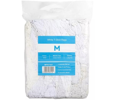 2kg White T-Shirt Rags -Compressed