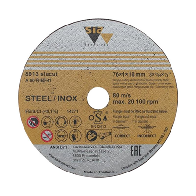 76mm 1mm 10mm 8913 Siacut Cut Off Wheel  - Box5