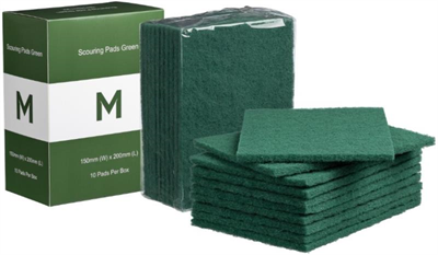 Green Scouring Pads 150mm x 200mm Pk 10