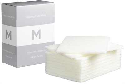White Scouring Pads 150mm x 200mm Pk 10