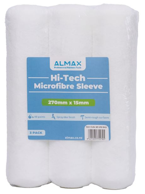 270mm 15mm Nap Almax Hi-Tec Microfibre Roller Sleeve - 3 Pk
