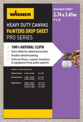 12ft x 9ft Wagner Canvas Drop Sheet (2.74m x 3.65m)