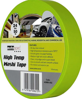 18mm Autospec High Temp Green Washi Tape x 50m