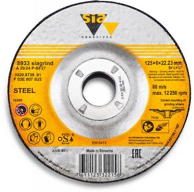 125mm x 6.4mm x 22.2mm 8933 Sia Grinding Disc EA