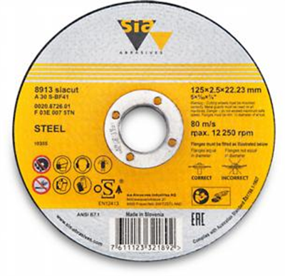 125mm x 1.6mm x 22.2mm Sia 8913 Alu Cut-off Wheel B25