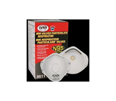 SAS 8611 N95 Valved Particulate Dust Mask B10