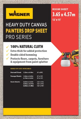 12ft x 15ft Wagner Canvas Drop Sheet (3.65m x 4.57m)