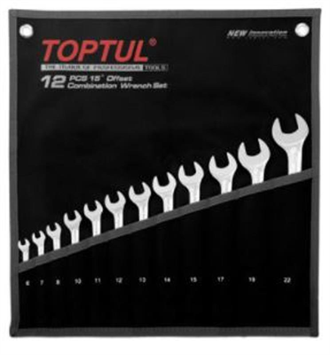 TopTul Wrench Comb 15deg offset Set 12pc Metric 6-22mm