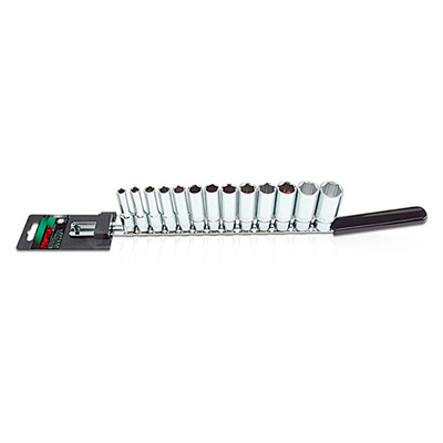 TopTul 6PT Deep Socket Rail Set 3/8" - 13pc