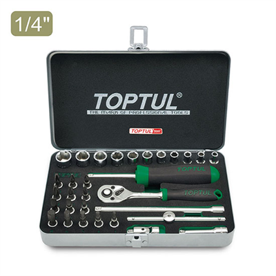 TopTul Socket Set 1/4" 31pc Metric