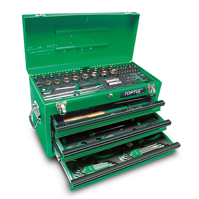TopTul Professional Mechanical Tool Set W/3-Drawer - 99 pcs