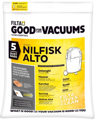Filta C019 Wet & Dry 20 LT Vacuum Cleaner Bags - pkt 5